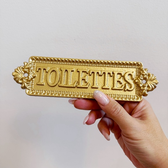 Accents French Country Gold Cast Iron Bathroom Sign Poshmark